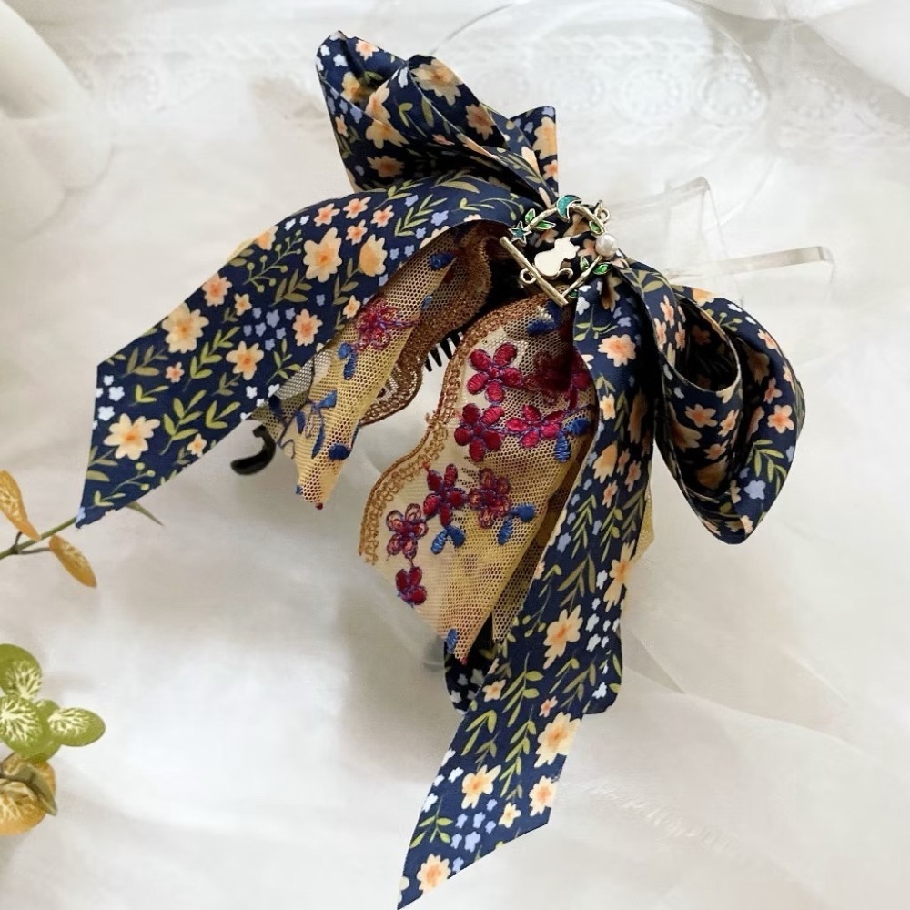 ＊哈娜髮飾＊法式蕾絲仙女夾 童話貓 香蕉夾 鯊魚夾 髮圈 馬尾夾 蝴蝶結髮夾 相交夾 三爪夾 包頭抓夾 髮梳 邊夾-細節圖3