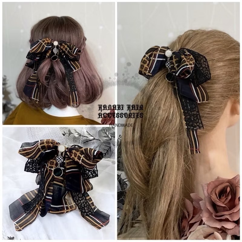 ＊哈娜髮飾＊手工布藝仙女夾/ 丈藍雪紡蕾絲香蕉夾 鯊魚夾 髮圈 馬尾夾 髮夾 相交夾 三爪夾 包頭抓夾 髮梳 邊夾-細節圖2