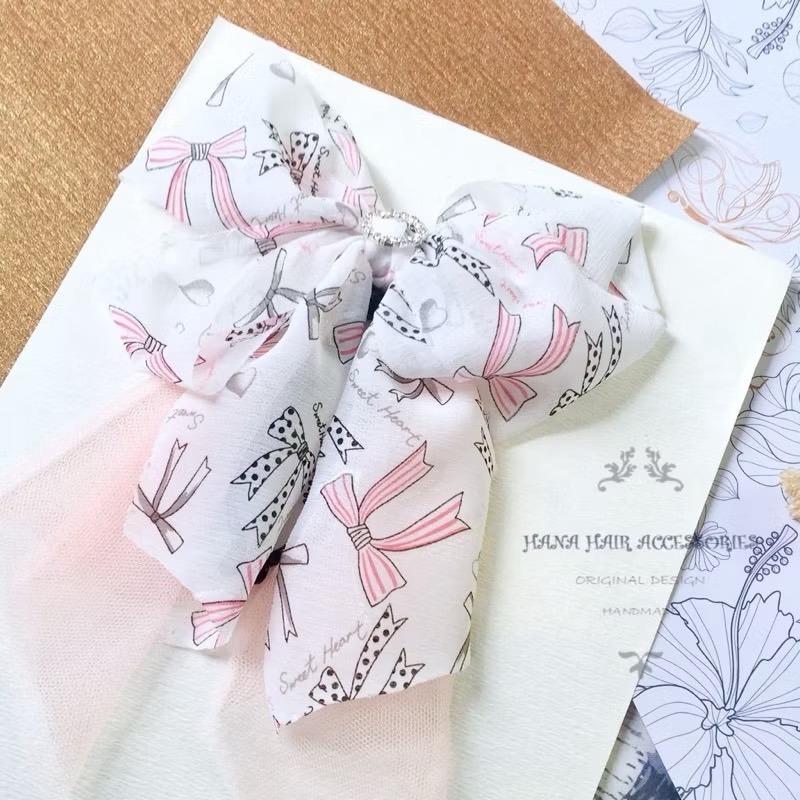 ＊哈娜髮飾＊手工布藝仙女夾 多層雪紡 大蝴蝶結 香蕉夾鯊魚夾 髮圈 馬尾夾 髮夾 相交夾 三爪夾 包頭抓夾 髮叉-規格圖4