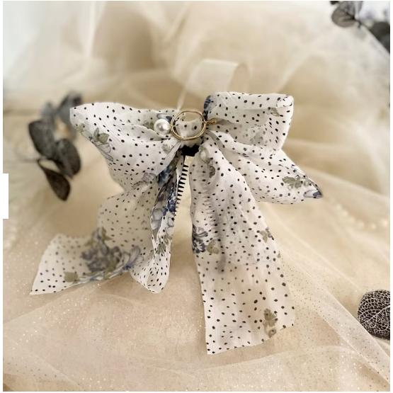 ＊哈娜髮飾＊獨家手工布藝仙女夾 多層雪紡 大蝴蝶結 香蕉夾鯊魚夾 髮圈 馬尾夾 髮夾 相交夾 三爪夾 包頭抓夾 髮叉-細節圖3