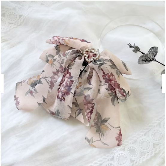 ＊哈娜髮飾＊獨家手工布藝仙女夾 韓國雪紡 大蝴蝶結 香蕉夾鯊魚夾 髮圈 馬尾夾 髮夾 相交夾 三爪夾 包頭抓夾 髮叉-細節圖3