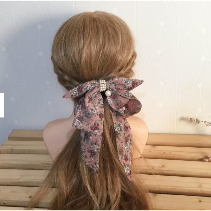 ＊哈娜髮飾＊獨家手工布藝仙女夾 韓國雪紡 大蝴蝶結 香蕉夾鯊魚夾 髮圈 馬尾夾 髮夾 相交夾 三爪夾 包頭抓夾 髮叉-細節圖2