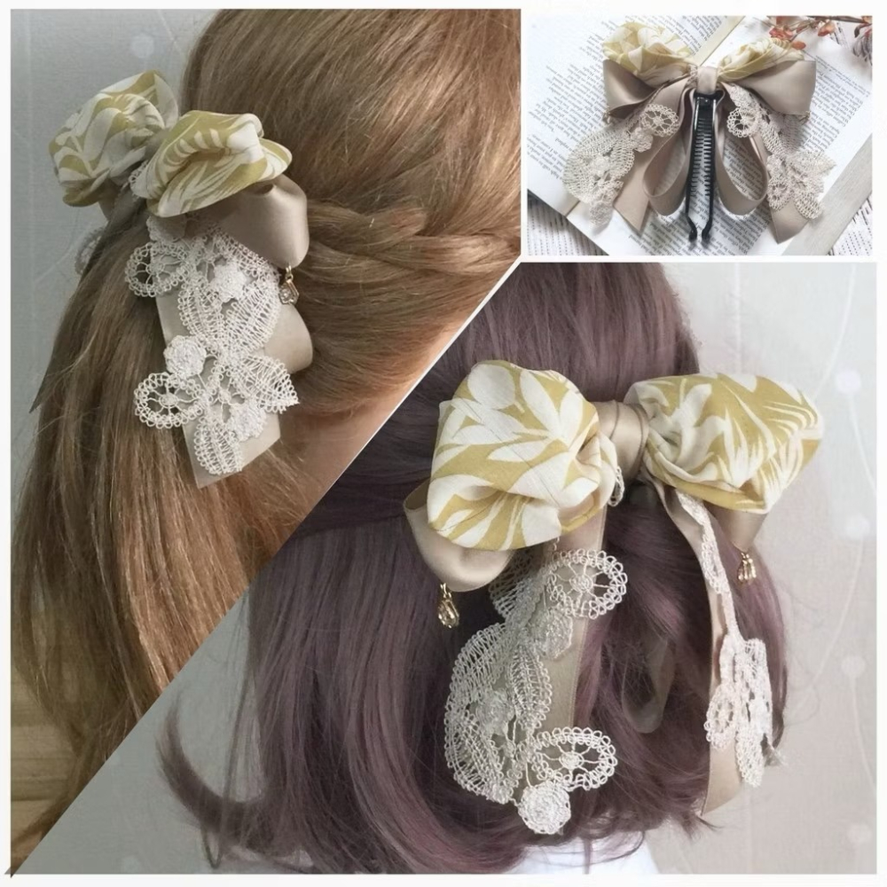 ＊哈娜髮飾＊布藝仙女夾 蝴蝶結髮夾 鯊魚夾 香蕉夾 髮圈 馬尾夾 髮梳 壓夾 相交夾 抓夾 邊夾 髮叉 三爪夾包頭-細節圖2