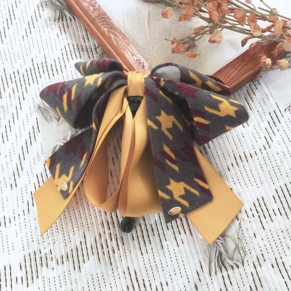 ＊哈娜髮飾＊布藝仙女夾 格紋毛料 蝴蝶結髮夾 鯊魚夾 香蕉夾 髮圈 馬尾夾 髮梳 壓夾 相交夾 抓夾 邊夾 髮叉-細節圖3