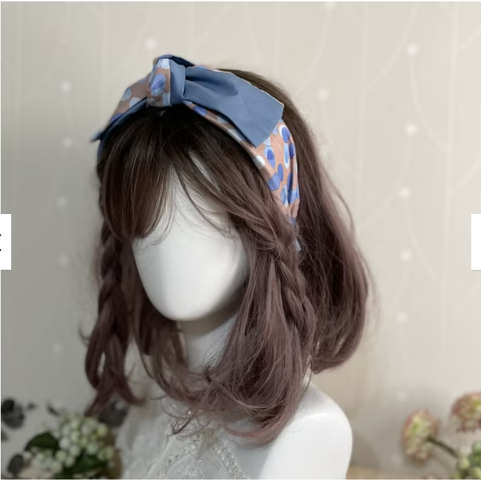 ＊哈娜髮飾＊蝴蝶結髮箍 拼接藍 髮窟 頭箍 髮飾 頭飾 禮物 生日 法哭 髮哭 髮圈 頭帶 髮帶 髮枯 獨家手工-細節圖3