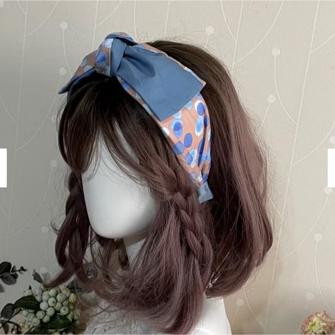＊哈娜髮飾＊蝴蝶結髮箍 拼接藍 髮窟 頭箍 髮飾 頭飾 禮物 生日 法哭 髮哭 髮圈 頭帶 髮帶 髮枯 獨家手工-細節圖6