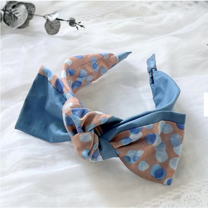 ＊哈娜髮飾＊蝴蝶結髮箍 拼接藍 髮窟 頭箍 髮飾 頭飾 禮物 生日 法哭 髮哭 髮圈 頭帶 髮帶 髮枯 獨家手工-細節圖7