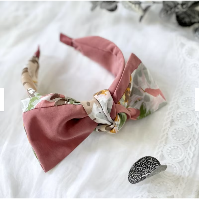 ＊哈娜髮飾＊蝴蝶結髮箍 拼接粉 髮窟 頭箍 髮飾 頭飾 禮物 生日 法哭 髮哭 髮圈 頭帶 髮帶 髮枯 獨家手工-細節圖2