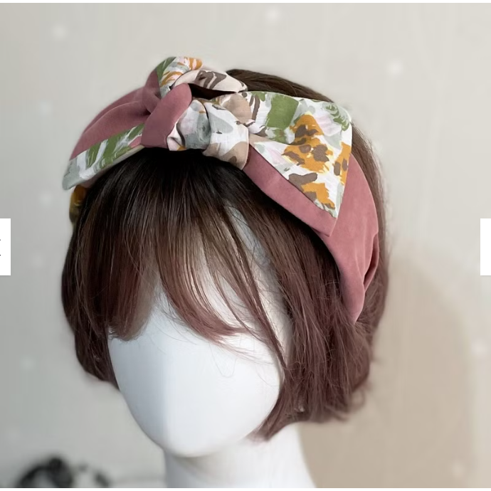 ＊哈娜髮飾＊蝴蝶結髮箍 拼接粉 髮窟 頭箍 髮飾 頭飾 禮物 生日 法哭 髮哭 髮圈 頭帶 髮帶 髮枯 獨家手工-細節圖3