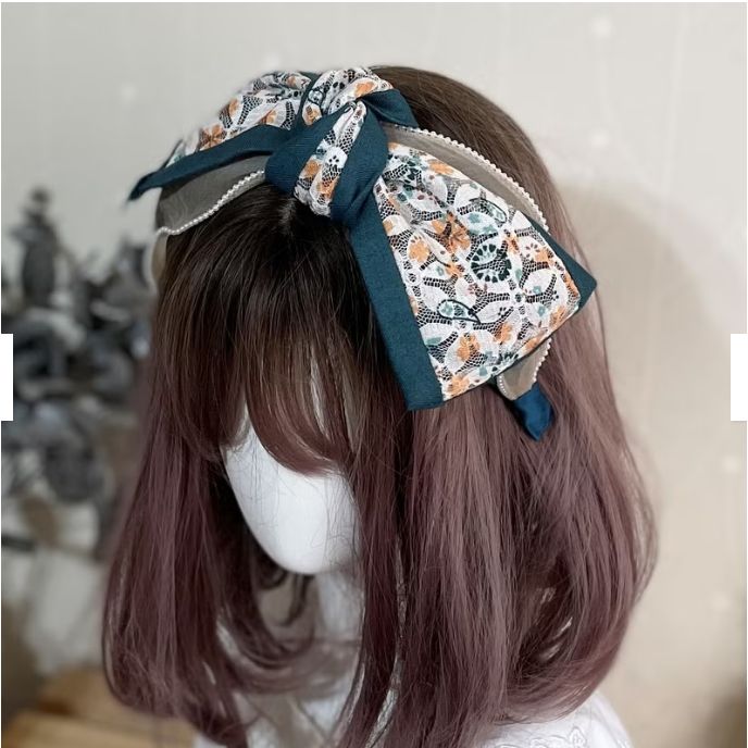 ＊哈娜髮飾＊蝴蝶結髮箍 孔綠 珍珠紗 髮窟 頭箍 髮飾 頭飾 禮物 生日 法哭 髮哭 髮圈 頭帶 髮帶 髮枯 獨家手工-細節圖2