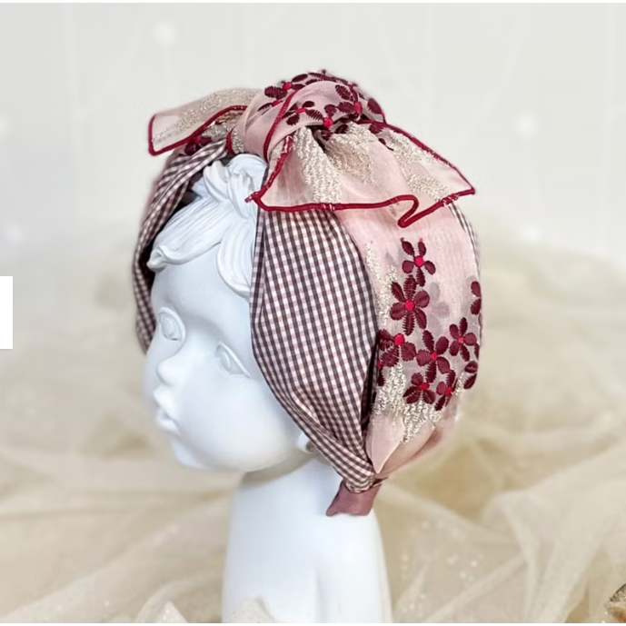 ＊哈娜髮飾＊蝴蝶結髮箍 頭巾式髮窟 頭箍 髮飾 頭飾 禮物 生日 法哭 髮哭 髮圈 頭帶 髮帶 髮枯 獨家手工-細節圖2