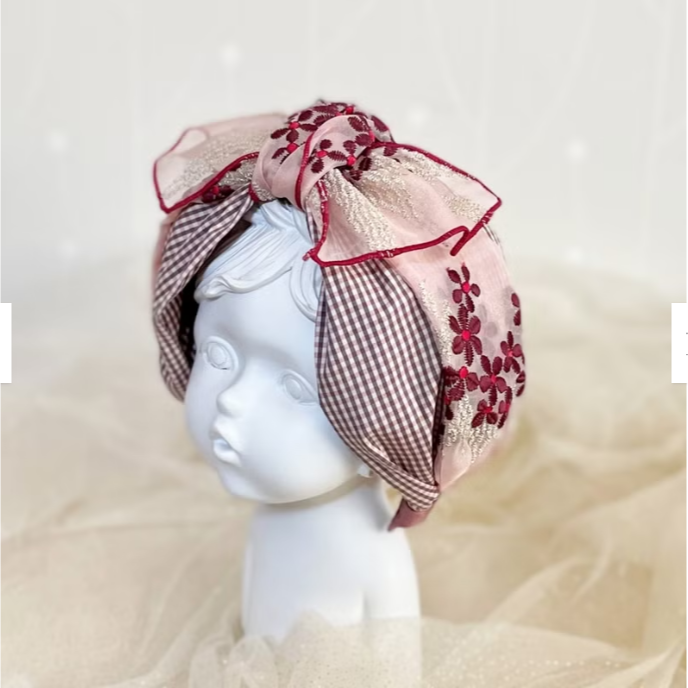 ＊哈娜髮飾＊蝴蝶結髮箍 頭巾式髮窟 頭箍 髮飾 頭飾 禮物 生日 法哭 髮哭 髮圈 頭帶 髮帶 髮枯 獨家手工-細節圖3