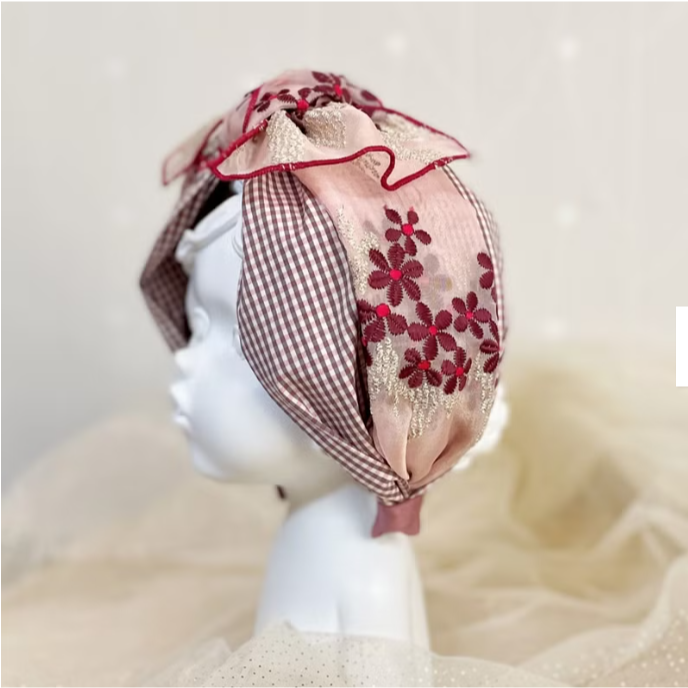 ＊哈娜髮飾＊蝴蝶結髮箍 頭巾式髮窟 頭箍 髮飾 頭飾 禮物 生日 法哭 髮哭 髮圈 頭帶 髮帶 髮枯 獨家手工-細節圖4