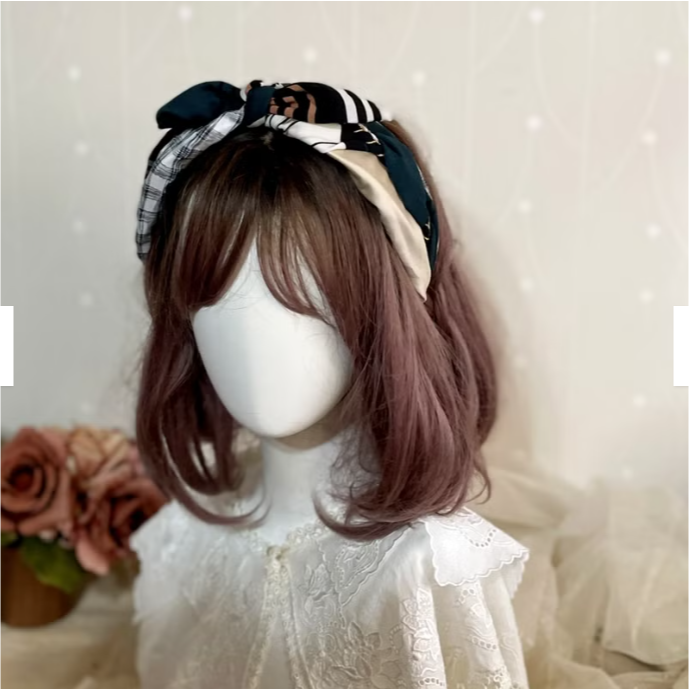 ＊哈娜髮飾＊多用綁帶髮箍 格紋卡其綠 打結頭箍 交叉髮窟 編織頭飾 髮哭 寬版 法哭 蝴蝶結髮圈 髮枯 頭窟-細節圖4