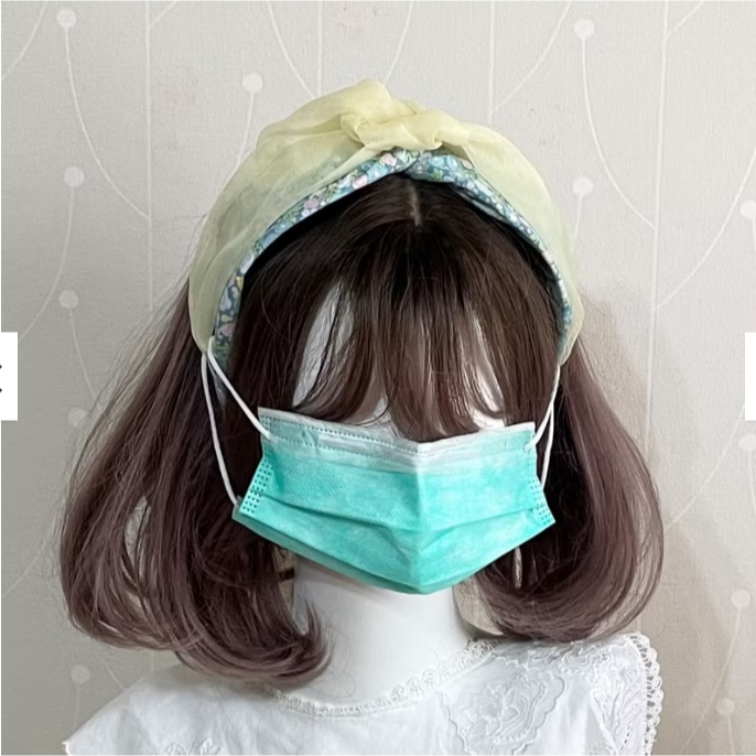 ＊哈娜髮飾＊多用綁帶髮箍 黃綠碎花 打結頭箍 交叉髮窟 編織頭飾 髮哭 寬版 法哭 蝴蝶結髮圈 髮枯 頭窟-細節圖4