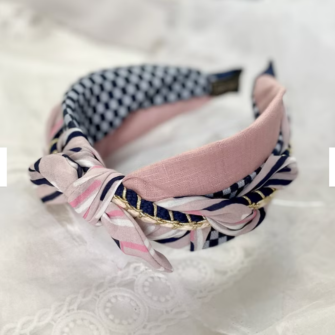 ＊哈娜髮飾＊多用綁帶髮箍 藍粉 打結頭箍 交叉髮窟 編織頭飾 髮哭 寬版 法哭 蝴蝶結髮圈 髮枯 頭窟-細節圖5