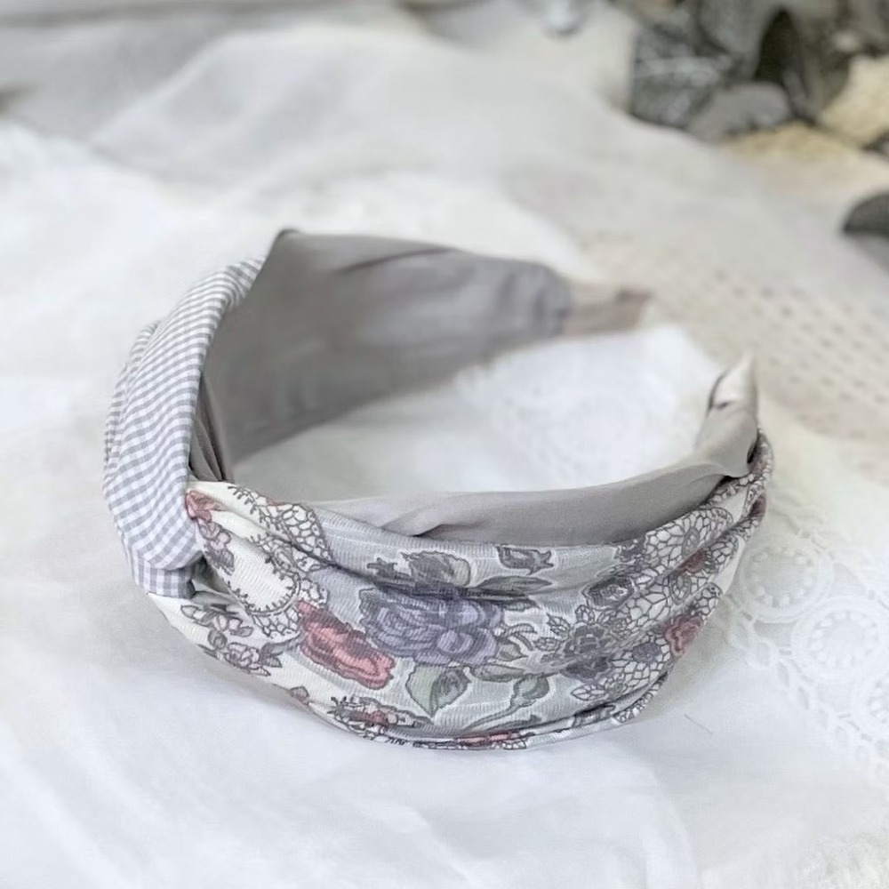 ＊哈娜髮飾＊多用綁帶髮箍 灰玫瑰 打結頭箍 交叉髮窟 編織頭飾 髮哭 寬版 法哭 蝴蝶結髮圈 髮枯 頭窟-細節圖2