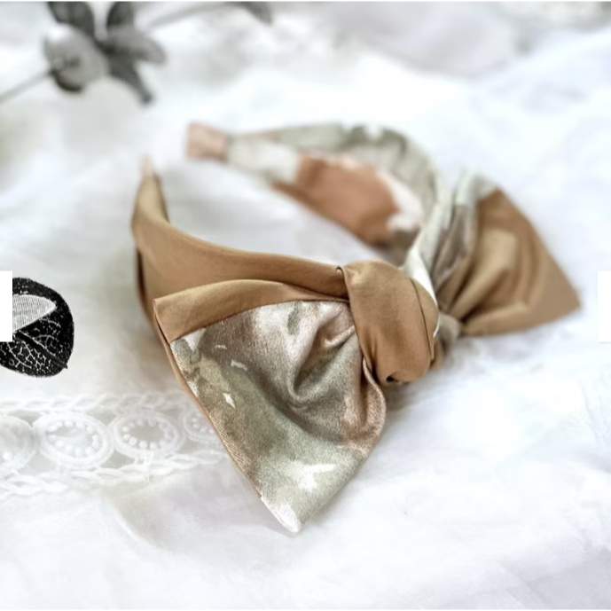 ＊哈娜髮飾＊蝴蝶結髮箍 淺棕 髮窟 頭箍 髮飾 頭飾 禮物 生日 法哭 髮哭 髮圈 頭帶 髮帶 髮枯 獨家手工-細節圖3