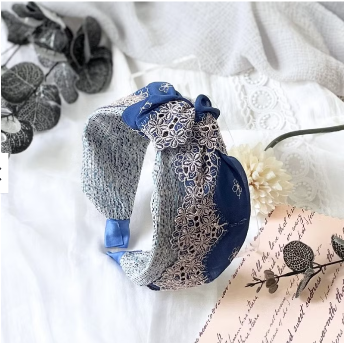 ＊哈娜髮飾＊打結髮箍 刺繡蕾絲髮窟 頭箍 髮飾 頭飾 禮物 生日 法哭 髮哭 髮圈 頭帶 髮帶 髮枯 獨家手工-細節圖2