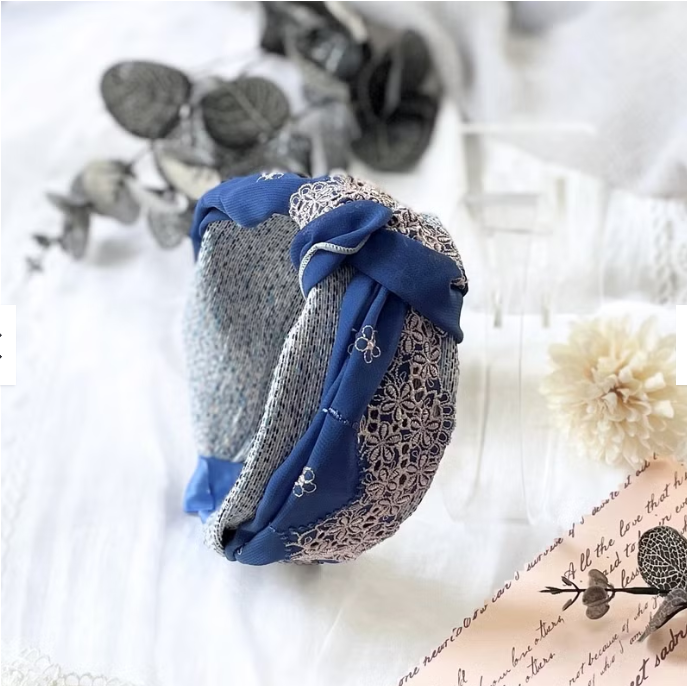 ＊哈娜髮飾＊打結髮箍 刺繡蕾絲髮窟 頭箍 髮飾 頭飾 禮物 生日 法哭 髮哭 髮圈 頭帶 髮帶 髮枯 獨家手工-細節圖4