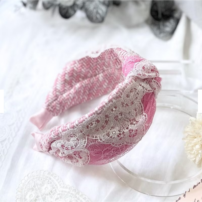 ＊哈娜髮飾＊打結髮箍 刺繡蕾絲髮窟 頭箍 髮飾 頭飾 禮物 生日 法哭 髮哭 髮圈 頭帶 髮帶 髮枯 獨家手工-細節圖3