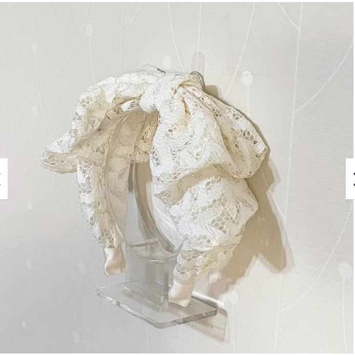 ＊哈娜髮飾＊超大蝴蝶結髮箍 白色蕾絲 寬版 寬邊 頭箍 髮窟 頭帶 頭飾 法枯 髮估-細節圖3