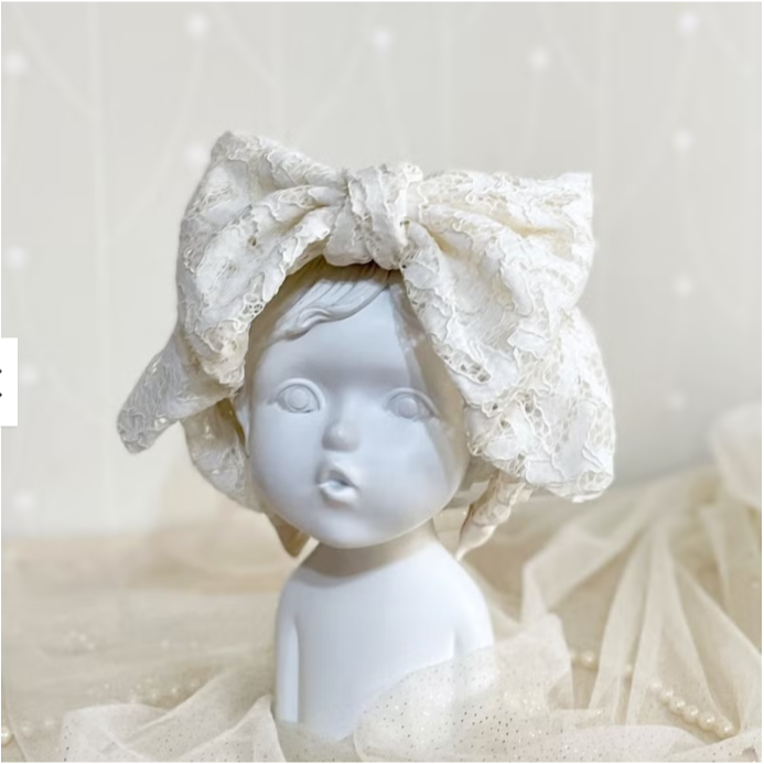 ＊哈娜髮飾＊超大蝴蝶結髮箍 白色蕾絲 寬版 寬邊 頭箍 髮窟 頭帶 頭飾 法枯 髮估-細節圖4