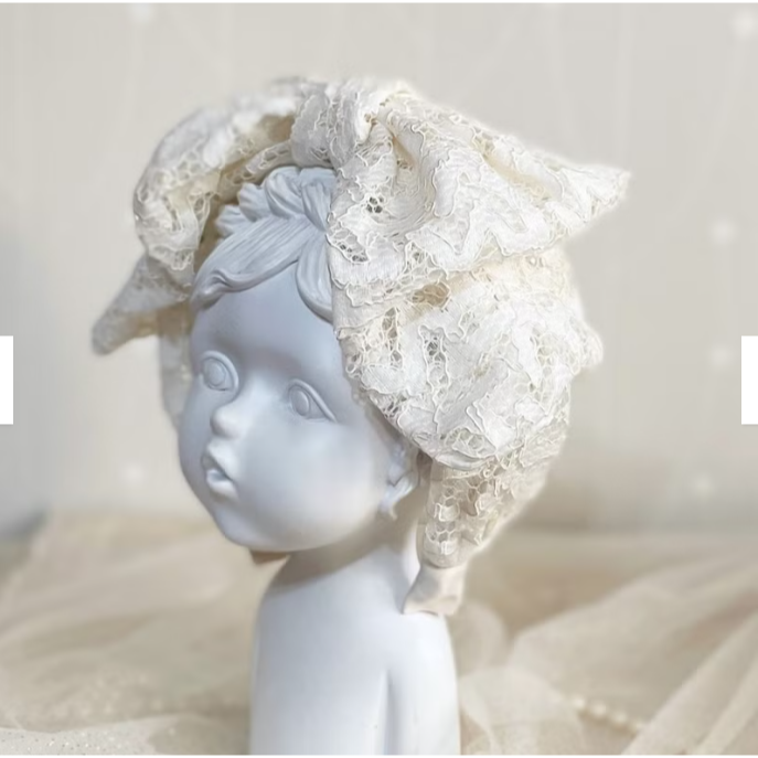 ＊哈娜髮飾＊超大蝴蝶結髮箍 白色蕾絲 寬版 寬邊 頭箍 髮窟 頭帶 頭飾 法枯 髮估-細節圖7