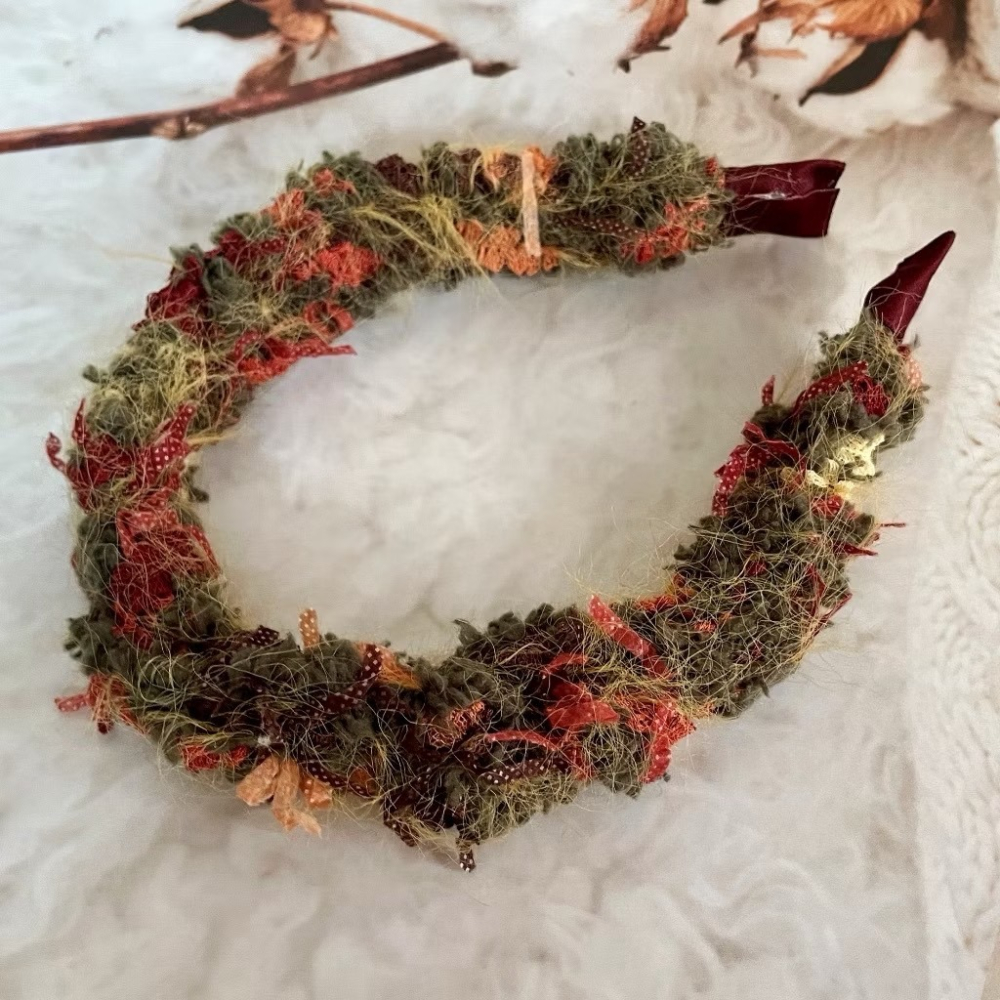 ＊哈娜髮飾＊編織髮箍 毛線耳環 編織大腸圈 耳飾 耳針 細頭箍 甜甜圈 頭飾 頭窟 法哭 髮哭 髮圈 髮枯 髮窟-細節圖2