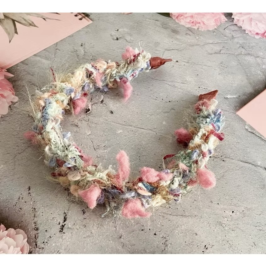 ＊哈娜髮飾＊編織髮箍 毛線耳環 編織大腸圈 耳飾 耳針 細頭箍 甜甜圈 頭飾 頭窟 法哭 髮哭 髮圈 髮枯 髮窟-細節圖2