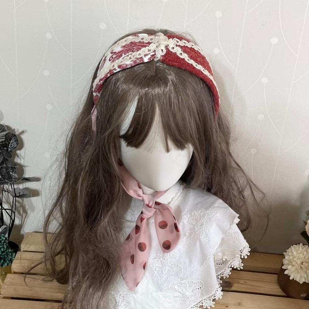 ＊哈娜髮飾＊多用綁帶髮箍 橘紅毛料 打結頭箍 交叉髮窟 編織頭飾 髮哭 寬版 法哭 蝴蝶結髮圈 髮枯 頭窟-細節圖4