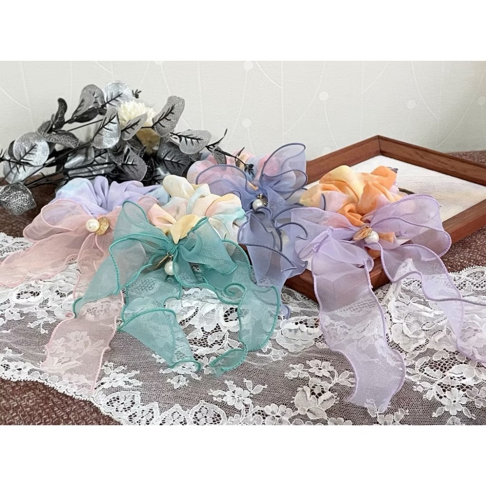 ＊哈娜髮飾＊布藝大腸圈 暈染 髮圈 大腸髮圈 髮束 髮繩 髮飾 頭飾 禮物 髮量多 髮量少-細節圖6