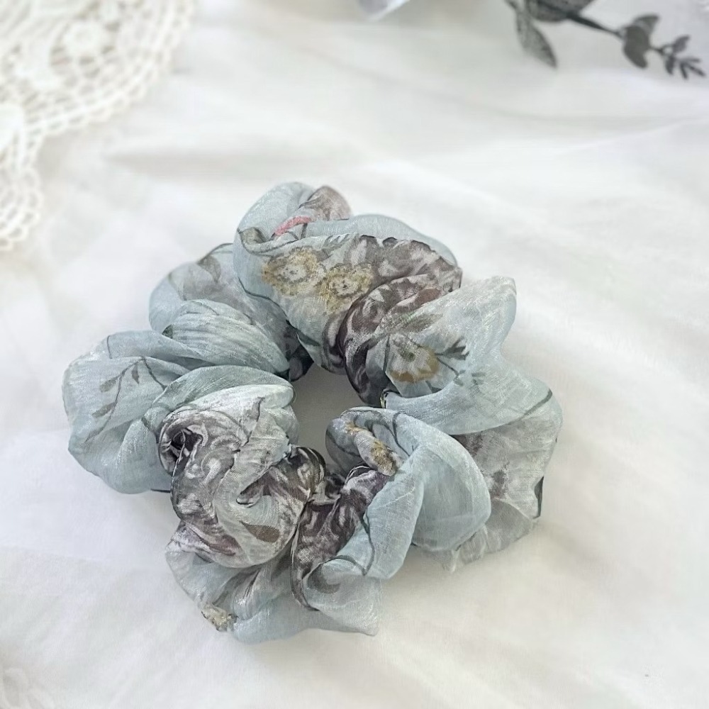 ＊哈娜髮飾＊布藝大腸圈 淺湖水藍 髮圈 大腸髮圈 髮束 髮繩 髮飾 頭飾 禮物 髮量多 髮量少-細節圖2