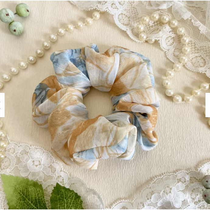 ＊哈娜髮飾＊布藝大腸圈 亮紗雪紡 髮圈 大腸髮圈 髮束 髮繩 髮飾 頭飾 禮物 髮量多 髮量少-細節圖2