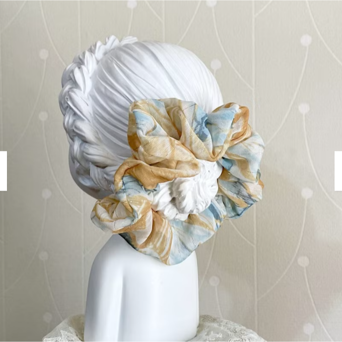 ＊哈娜髮飾＊布藝大腸圈 亮紗雪紡 髮圈 大腸髮圈 髮束 髮繩 髮飾 頭飾 禮物 髮量多 髮量少-細節圖4