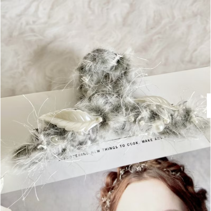 ＊哈娜髮飾＊手工紗線髮夾 毛線鯊魚夾 抓夾 髮飾 飾品 新娘頭飾 盤髮 丸子頭 包頭 禮物 生日-細節圖3