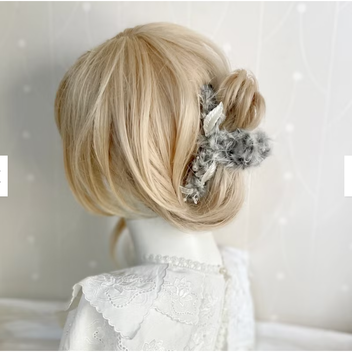 ＊哈娜髮飾＊手工紗線髮夾 毛線鯊魚夾 抓夾 髮飾 飾品 新娘頭飾 盤髮 丸子頭 包頭 禮物 生日-細節圖4