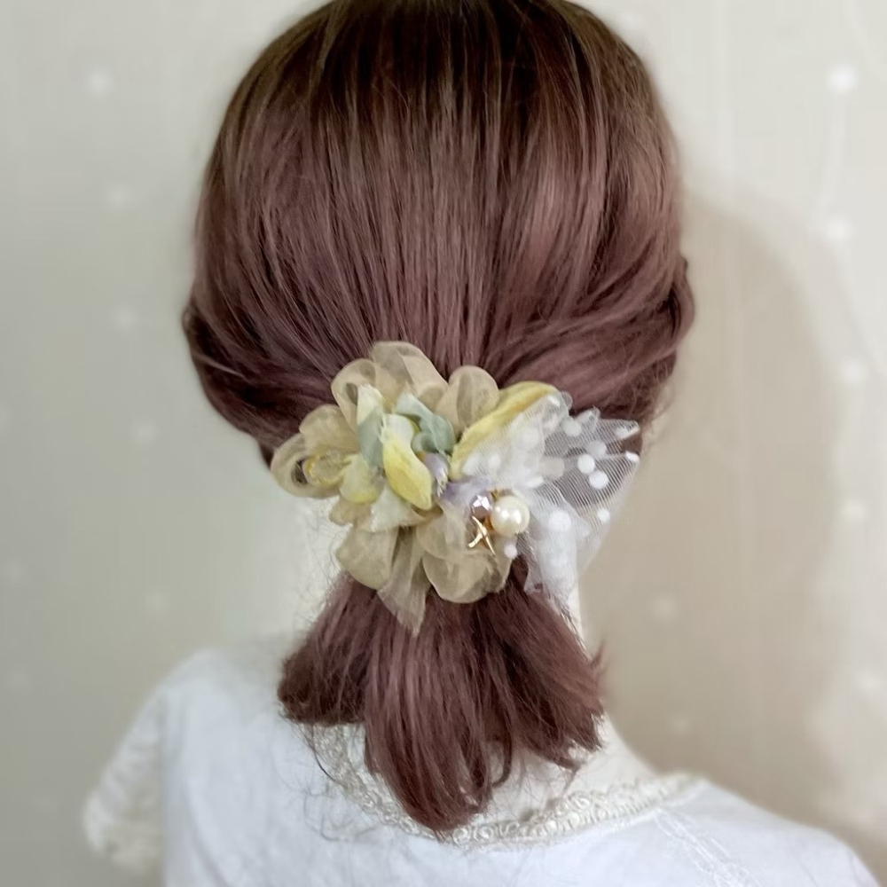 手工紗線髮夾 邊夾 髮梳 髮叉 胸針 別針 髮圈 彈簧夾 馬尾夾 壓夾 鯊魚夾 抓夾 馬尾勾 馬尾叉 相交夾 香蕉夾-細節圖4