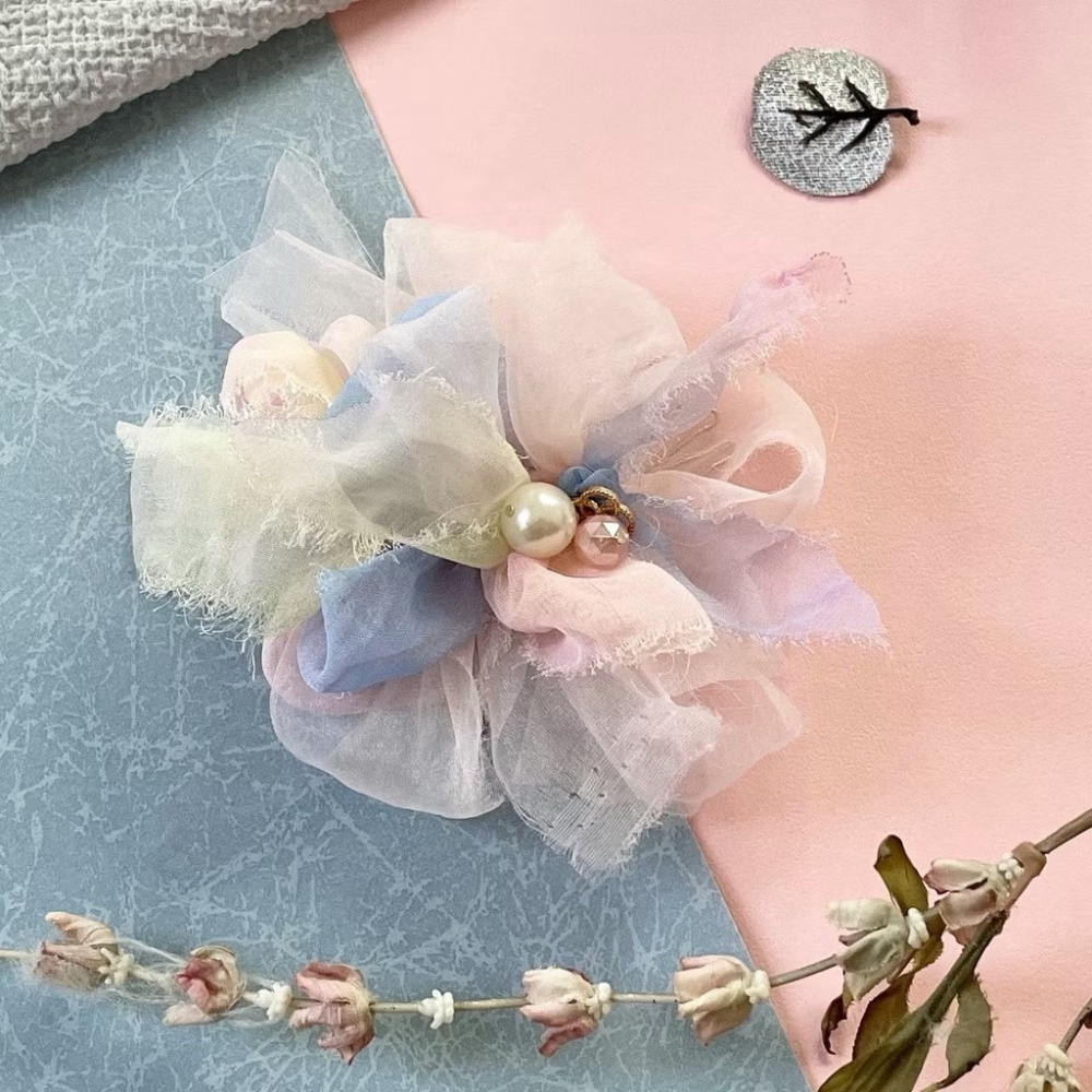 手工紗線髮夾 邊夾 髮梳 髮叉 胸針 別針 髮圈 彈簧夾 馬尾夾 壓夾 鯊魚夾 抓夾 馬尾勾 馬尾叉 相交夾 香蕉夾-細節圖2