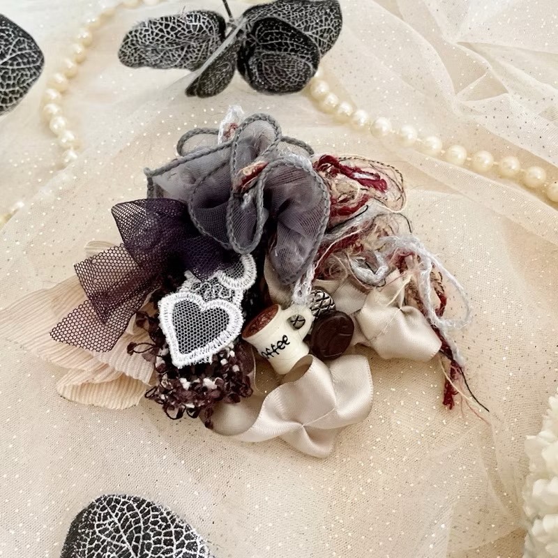 手工紗線髮夾 邊夾 髮梳 髮叉 胸針 別針 髮圈 彈簧夾 馬尾夾 壓夾 鯊魚夾 抓夾 馬尾勾 馬尾叉 相交夾 香蕉夾-細節圖2