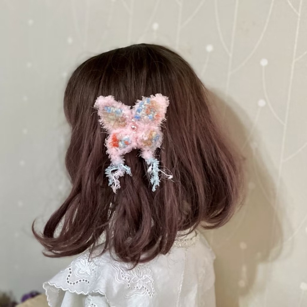 手工紗線髮夾 翩翩蝴蝶 邊夾 髮梳 髮叉 胸針 別針 髮圈 彈簧夾 馬尾夾 壓夾 鯊魚夾 抓夾 馬尾勾 相交夾 香蕉夾-細節圖2