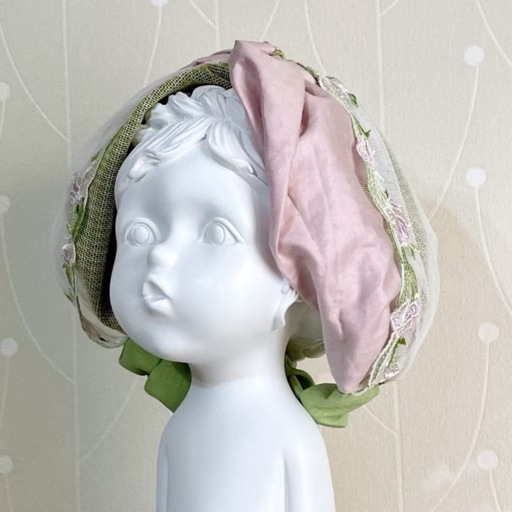 ＊哈娜髮飾＊超大交叉髮帶 刺繡花 寬版 頭巾 頭飾 頭帶-細節圖2