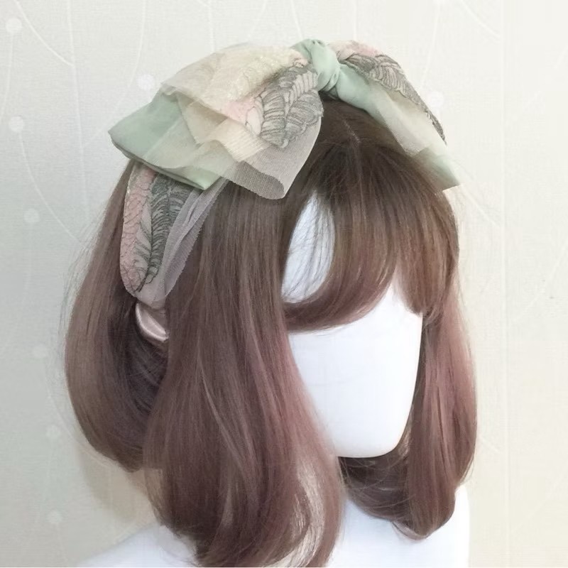 ＊哈娜髮飾＊大蝴蝶結髮帶 刺繡花蕾絲 寬版 頭巾 頭飾 頭帶 鬆緊帶髮帶～-細節圖3