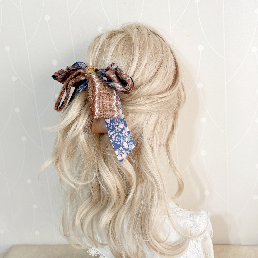 ＊哈娜髮飾＊手工仙女夾 灰色 大蝴蝶結 香蕉夾 鯊魚夾 馬尾夾 髮夾 相交夾 包頭抓夾 髮叉 髮梳 邊夾-細節圖3