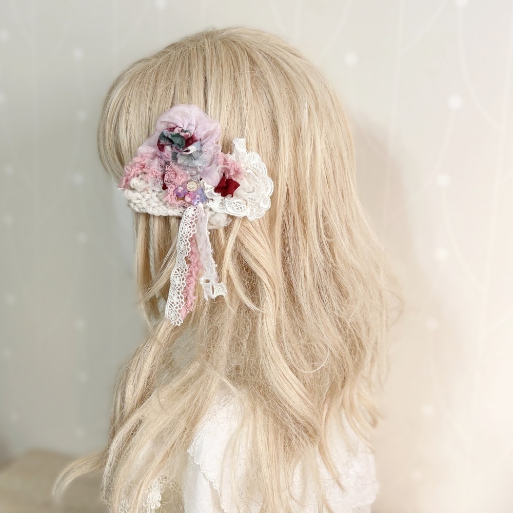 ＊哈娜髮飾＊手工紗線髮夾 拼接串珠 瀏海夾 邊夾 BB夾 馬尾夾 彈簧夾 自動夾 鋼夾-細節圖2