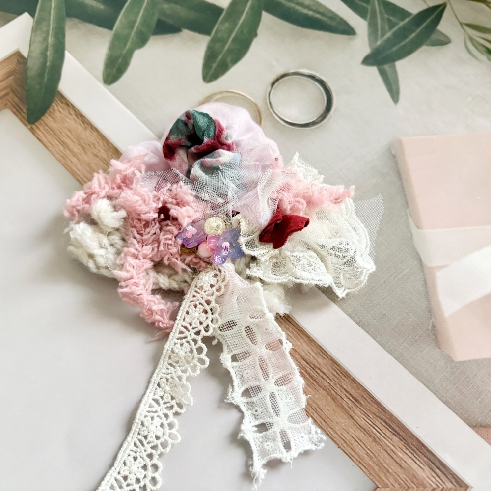 ＊哈娜髮飾＊手工紗線髮夾 拼接串珠 瀏海夾 邊夾 BB夾 馬尾夾 彈簧夾 自動夾 鋼夾-細節圖3