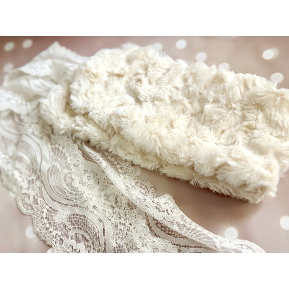 ＊哈娜髮飾＊長版綁帶髮帶 白色毛絨 蕾絲頭巾 綁帶寬版頭帶 毛線 日系寬邊圍脖 髮飾 頭飾 領巾-細節圖4