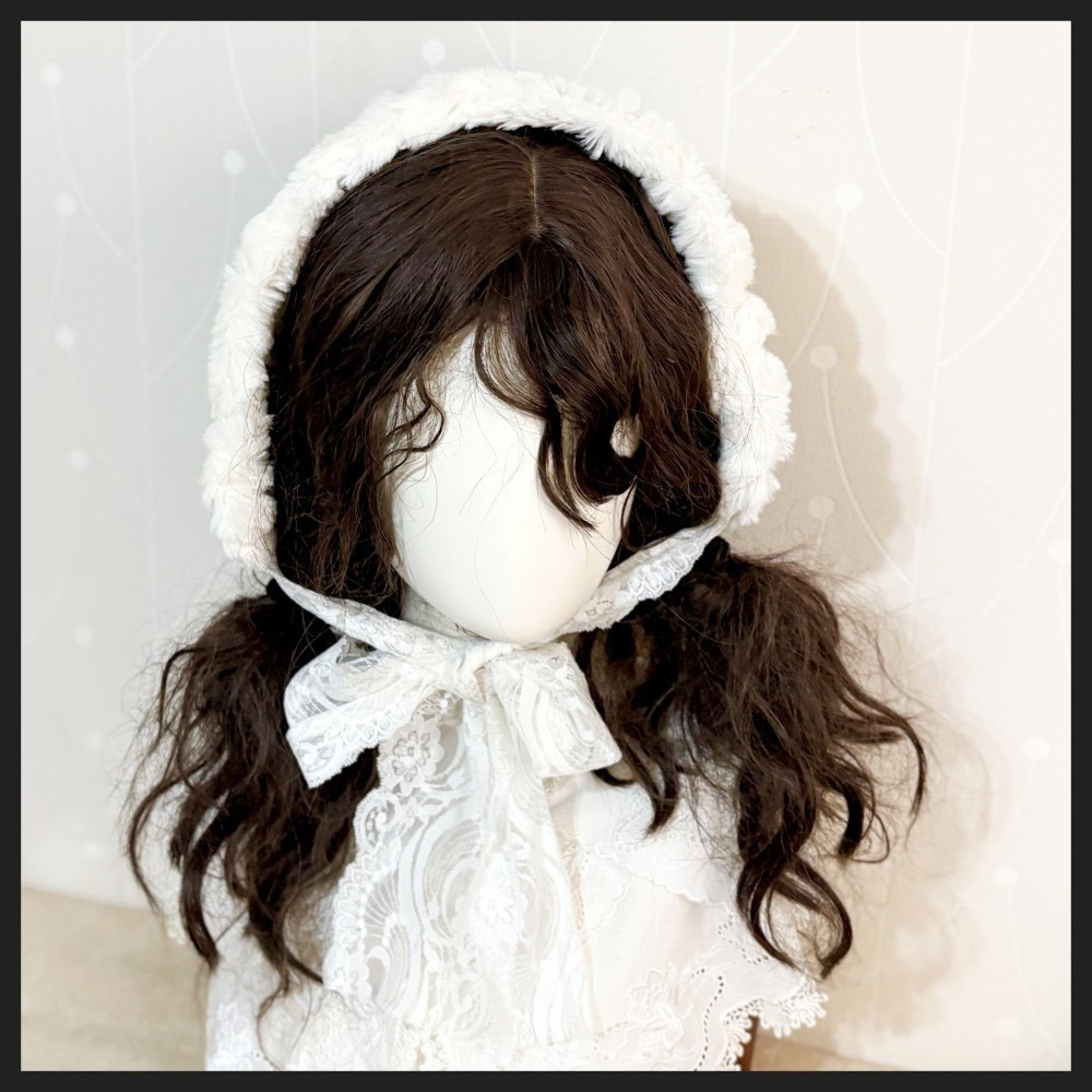 ＊哈娜髮飾＊長版綁帶髮帶 白色毛絨 蕾絲頭巾 綁帶寬版頭帶 毛線 日系寬邊圍脖 髮飾 頭飾 領巾-細節圖5