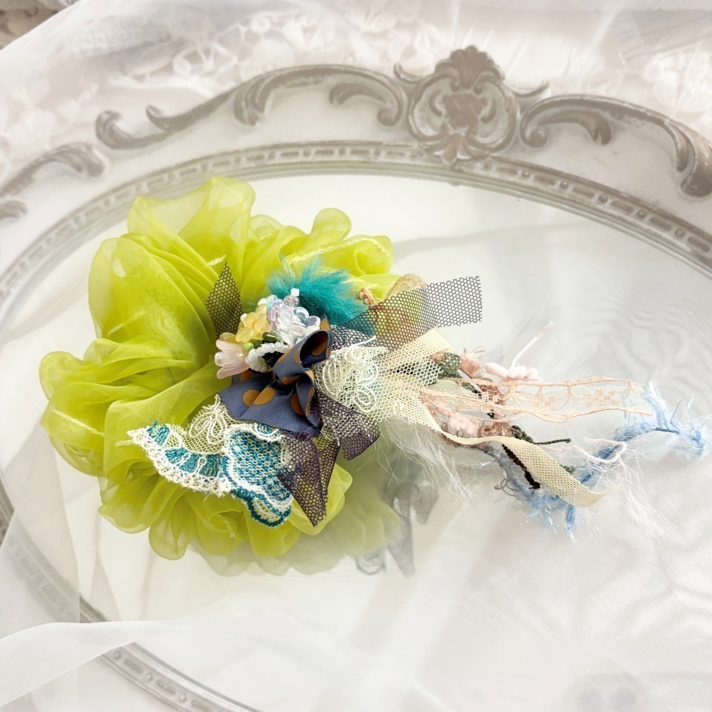 ＊哈娜髮飾＊手工紗線髮夾 拼接串珠 瀏海夾 邊夾 BB夾 馬尾夾 彈簧夾 自動夾 鋼夾-細節圖3