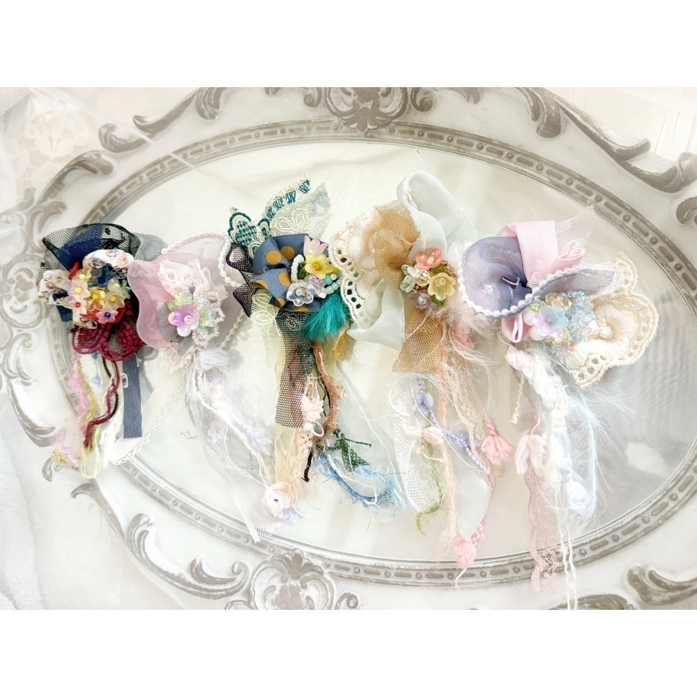 ＊哈娜髮飾＊手工紗線髮夾 拼接串珠 瀏海夾 邊夾 BB夾 馬尾夾 彈簧夾 自動夾 鋼夾-細節圖5